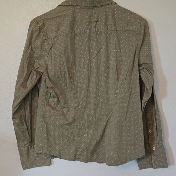 Dockers Olive Green Dot Button Down Long Sleeve Shirt Size Medium - Picture 2 of 9
